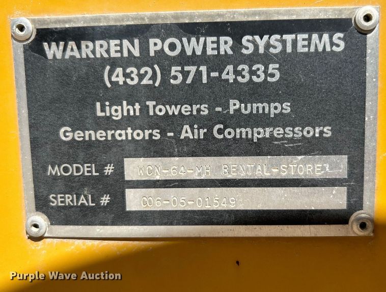 image for item DO1021 Warren Power Systems WCN-64-MH light plant