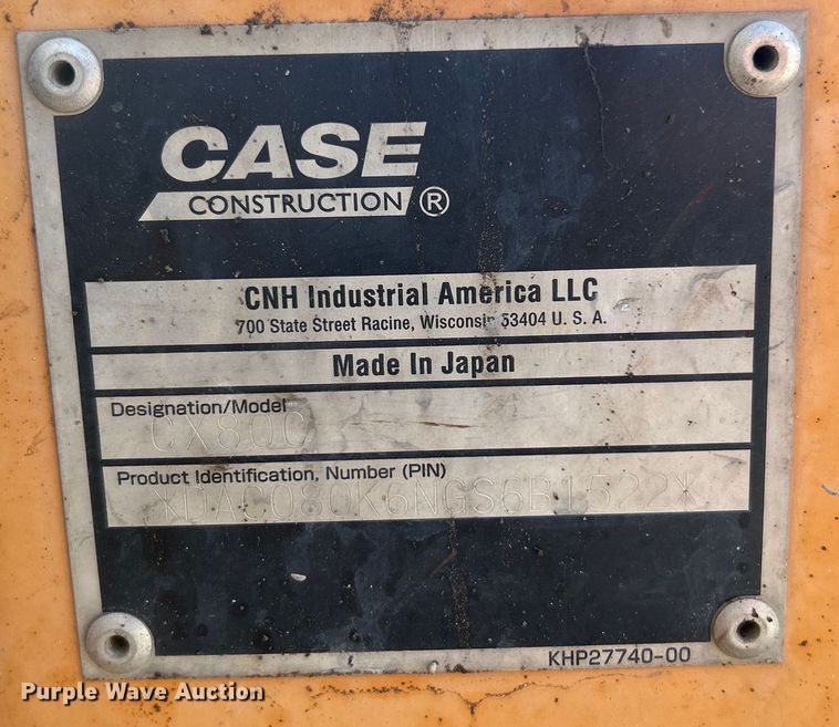 image for item DO1039 2016 Case CX80C mini excavator