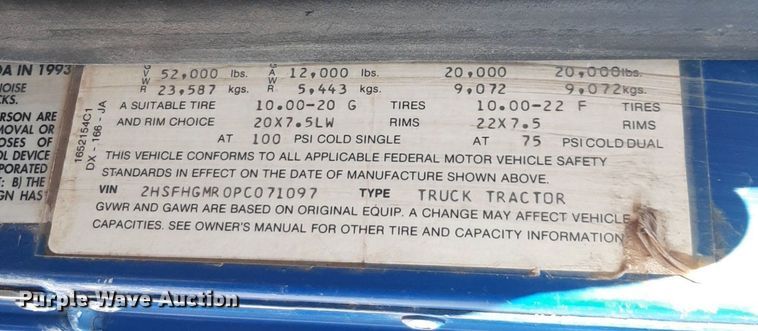 image for item DP2717 1993 International 9400 dump truck