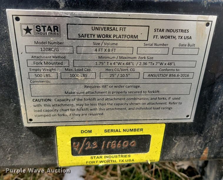 image for item DP3494 Star Industries  1208C/G work platform