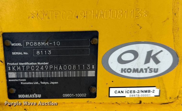 image for item DQ6422 2017 Komatsu PC88MR-10 mini excavator