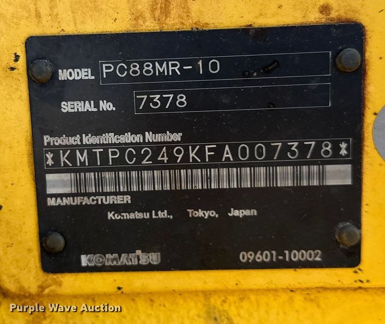image for item DQ6423 2015 Komatsu PC88MR-10 mini excavator