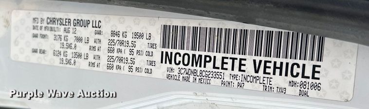 image for item DQ6433 2012 Dodge  Ram 5500 utility / service truck