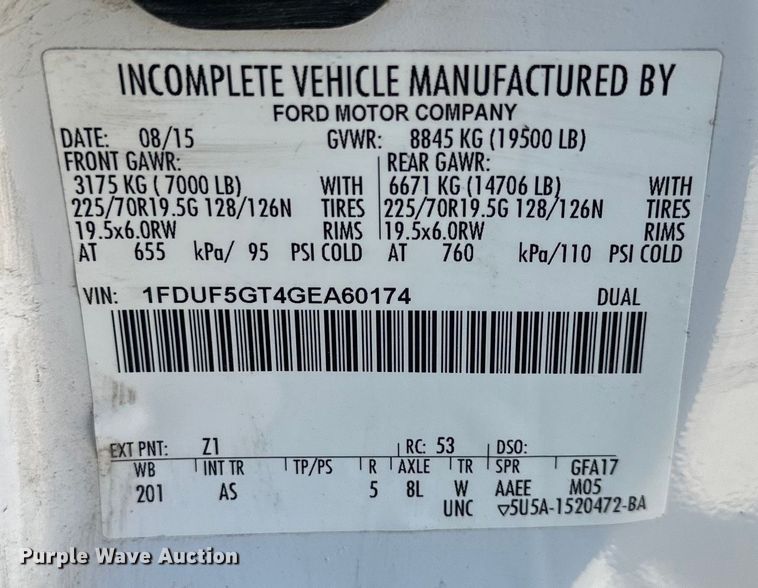 image for item DQ6434 2016 Ford F550 Super Duty XL flatbed truck