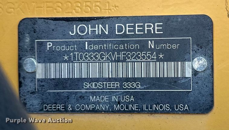 image for item DQ6448 2017 John Deere 333G tracked skid steer loader