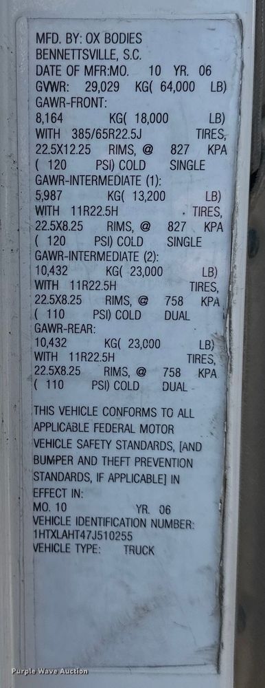 image for item DQ6449 2007 International  5500i dump truck