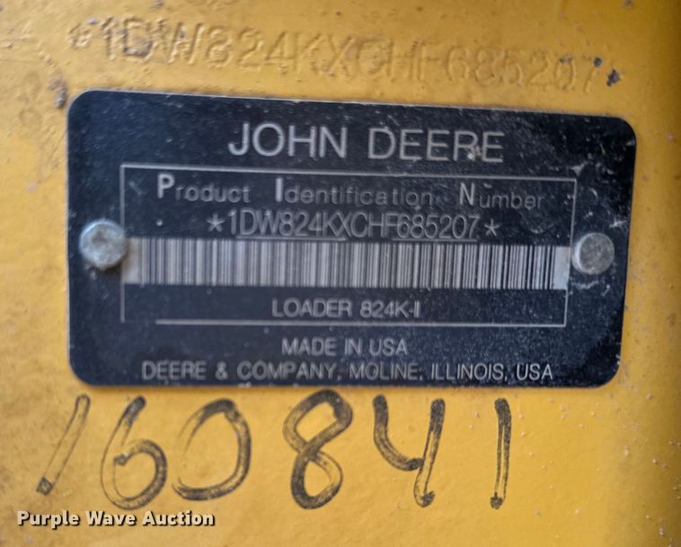 image for item DQ6457 2017 John Deere 824K II wheel loader