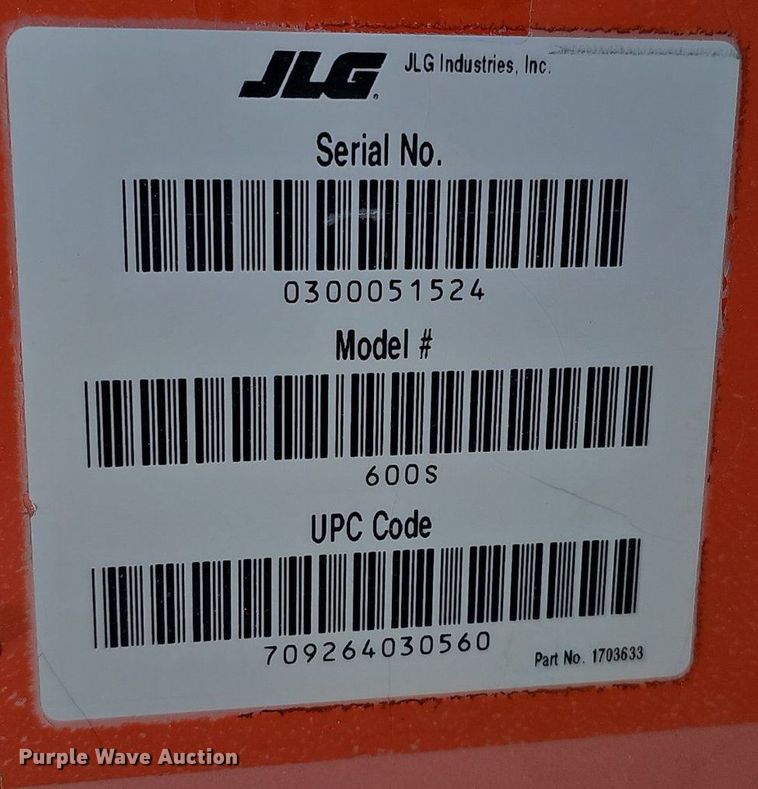 image for item DQ8598 2000 JLG Lift 600S boom lift