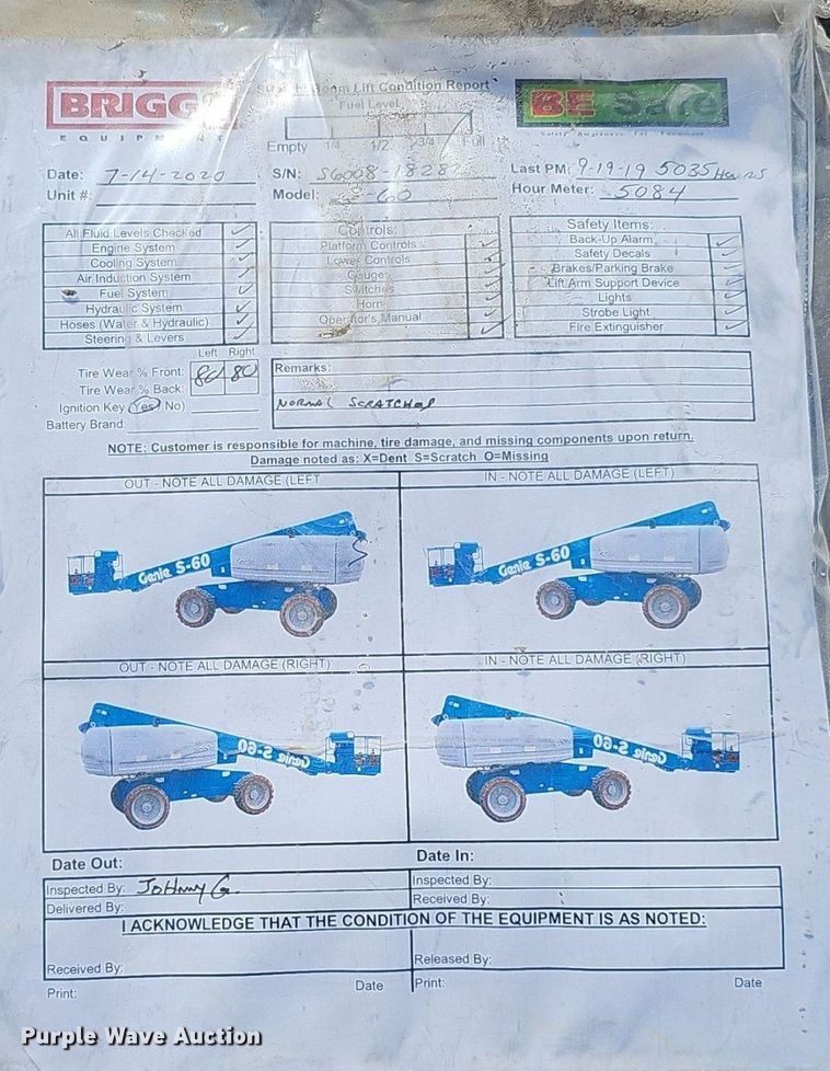 image for item DQ8599 2008 Genie S-60 boom lift