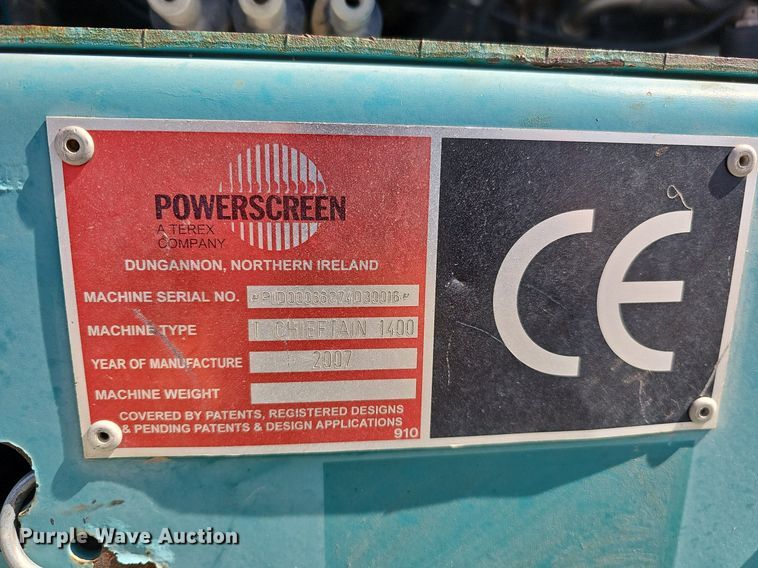 image for item DQ8634 2007 Powerscreen Turbo Chieftain 1400 screening plant