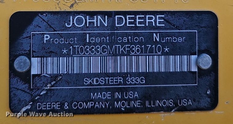 image for item DQ8680 2019 John Deere 333G tracked skid steer loader