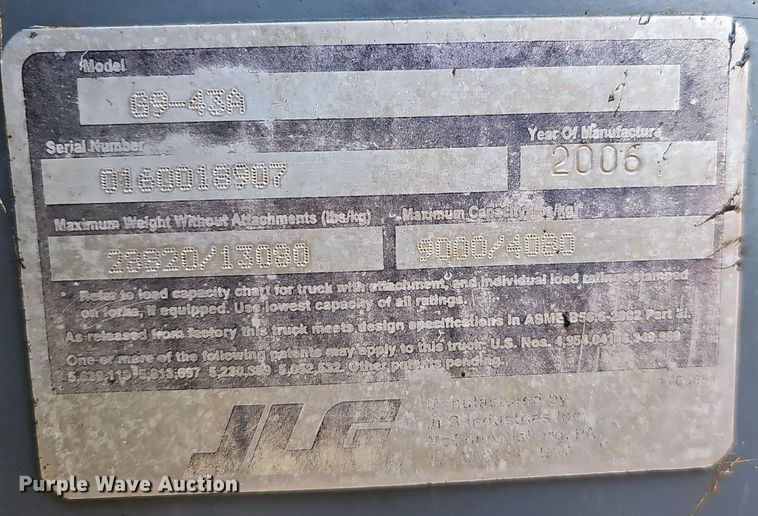 image for item DQ8687 2006 JLG G9-43A telehandler