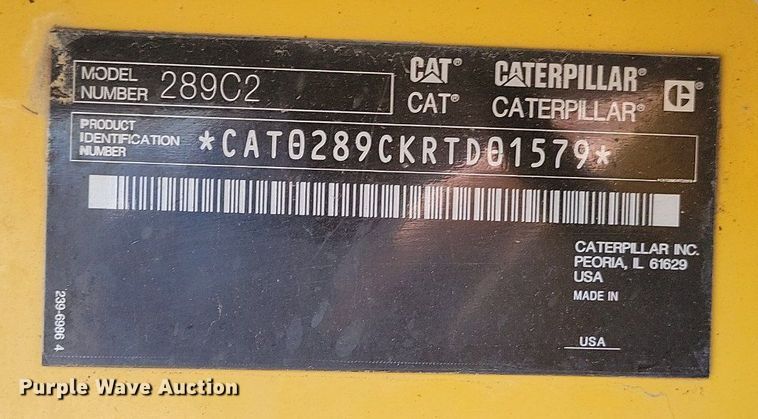 image for item DR7906 2013 Caterpillar 289C2 tracked skid steer loader