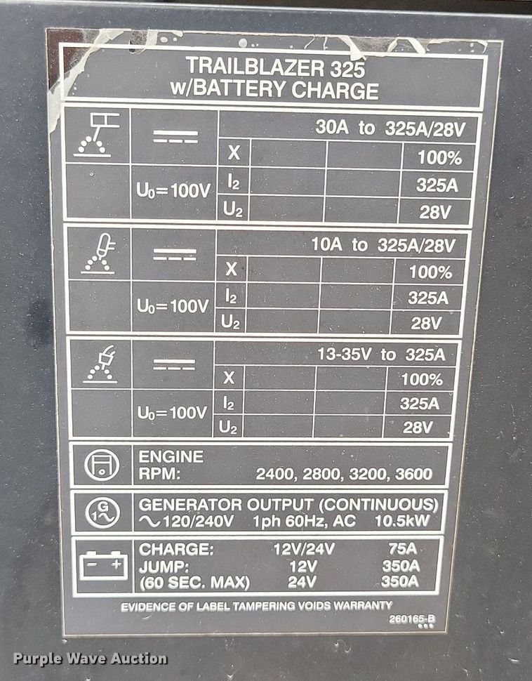 image for item DR7962 Miller Trailblazer 325 EFI welder/generator