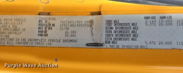 image for item DR8563 1999 Freightliner  FL80 dump truck