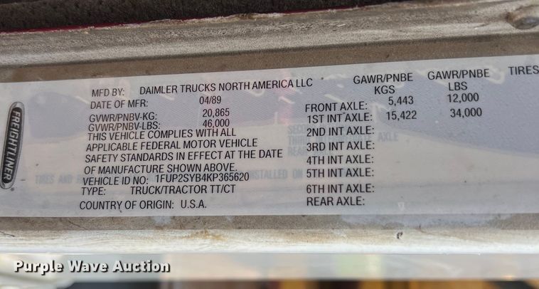 image for item DS2934 1989 Freightliner FLC flatbed truck with Vermeer fluid mixer