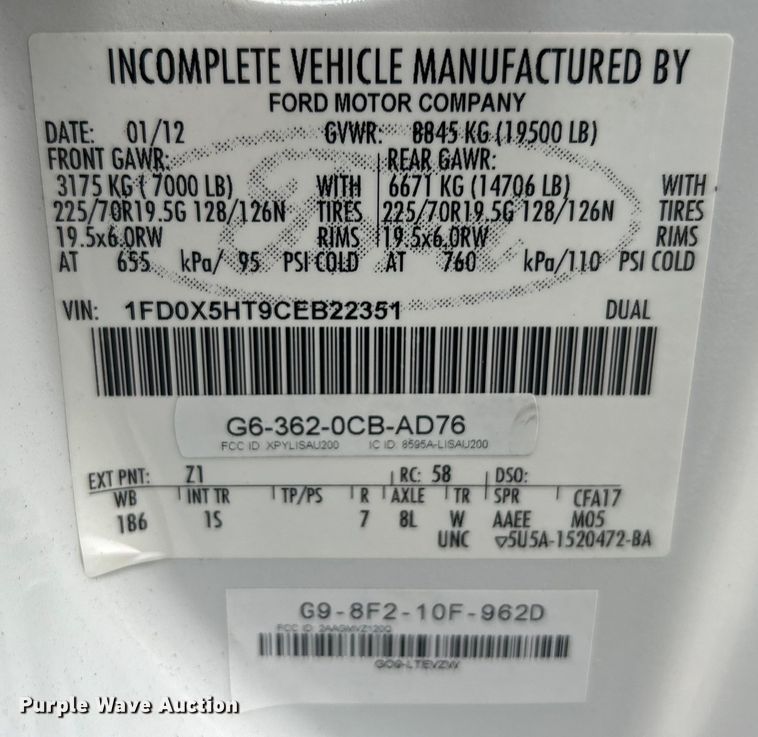 image for item EG1299 2012 Ford F550 Super Duty bucket truck