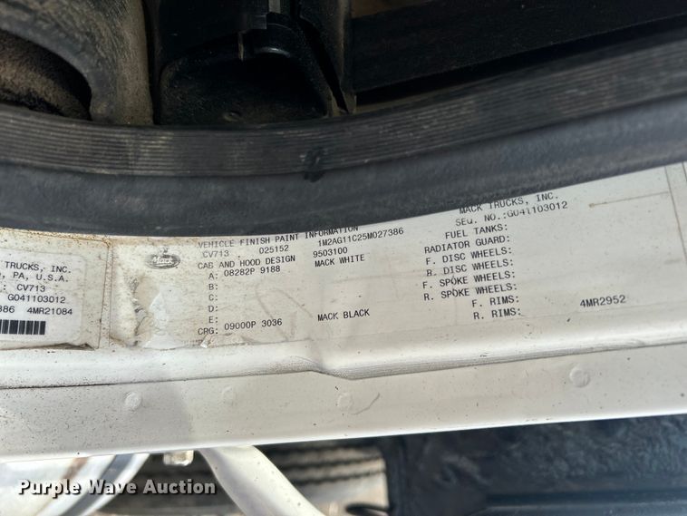 image for item EG1358 2005 Mack CV713 dump truck