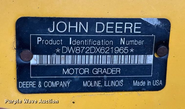 image for item EH6608 2008 John Deere 872D motor grader