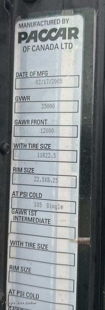 image for item EH6642 2005 Peterbilt PB335 truck cab and chassis