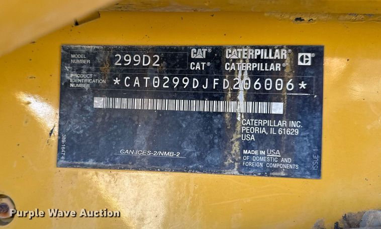 image for item EH6650 2019 Caterpillar 299D2 tracked skid steer loader