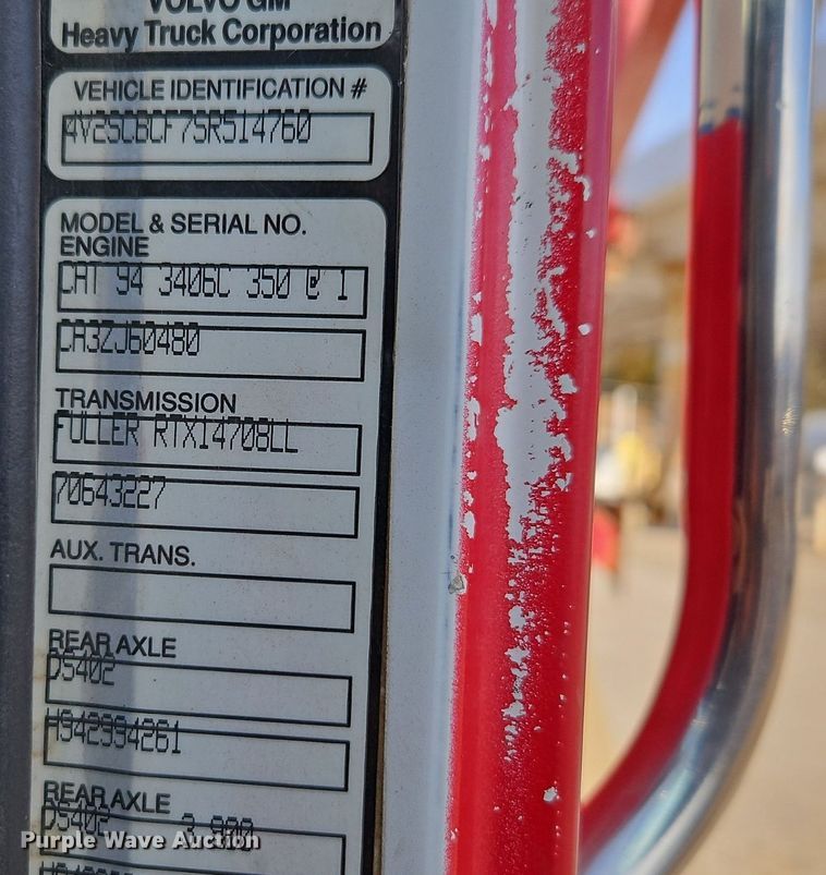 image for item EI3628 1995 White GMC Autocar dump truck