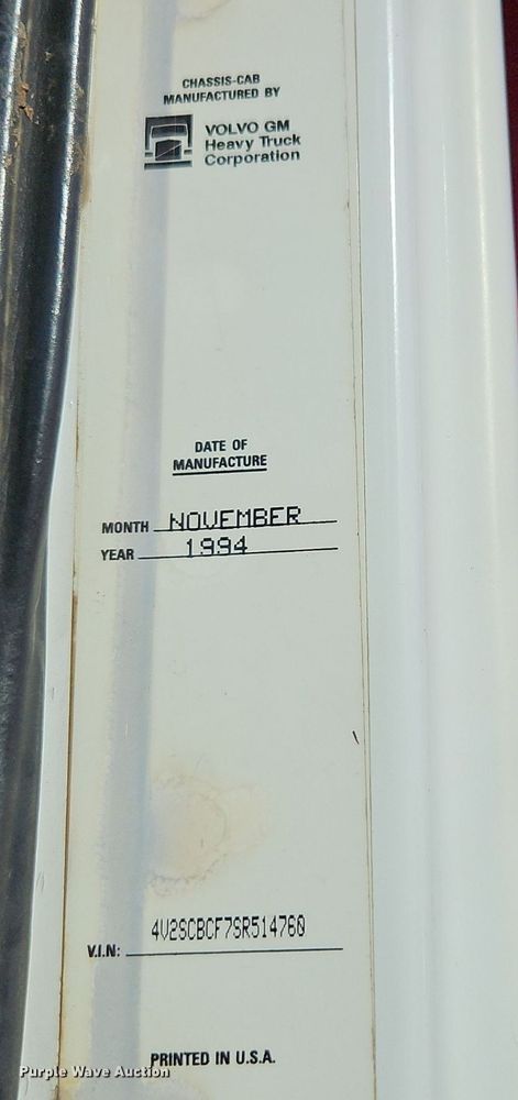 image for item EI3628 1995 White GMC Autocar dump truck