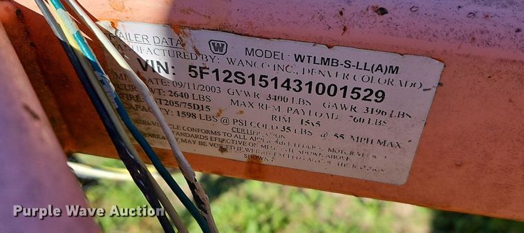 image for item EJ6120 2003 Wanco WILMB-S-LL(A)M message board trailer