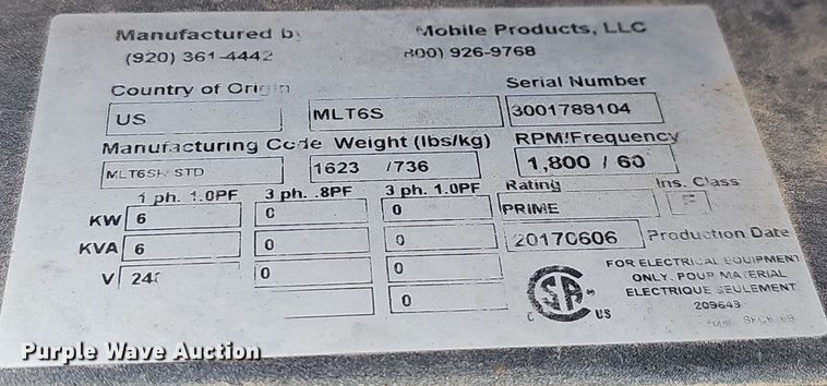 image for item EJ6157 2017 Generac  Magnum  light plant