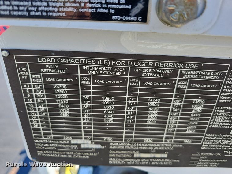 image for item EJ6167 2013 Freightliner Business Class M2 digger derrick truck