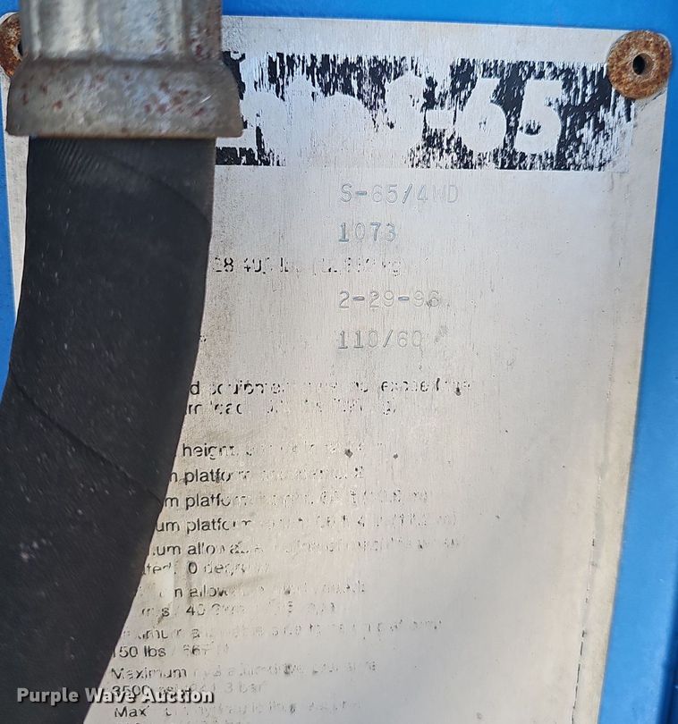 image for item EJ6207 1996 Genie  S-65 boom lift