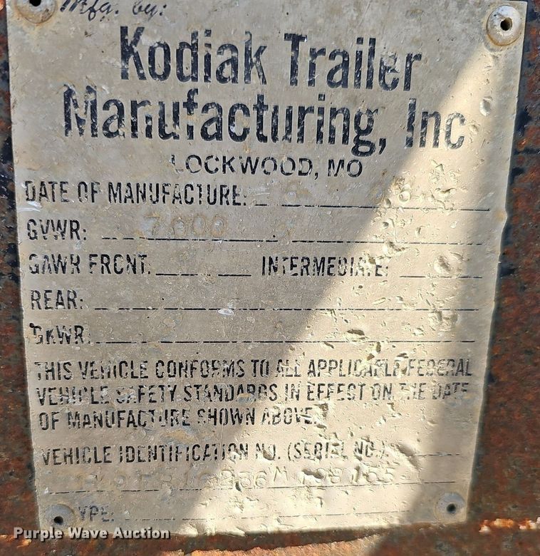 image for item EJ6212 2006 Kodiak  utility trailer