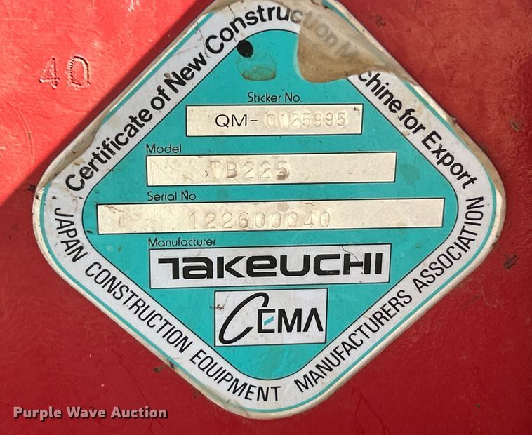 image for item EK4338 2021 Takeuchi TB225 mini excavator