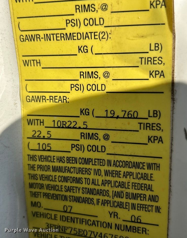 image for item EK4340 2007 Ford F750 Super Duty XL bucket truck