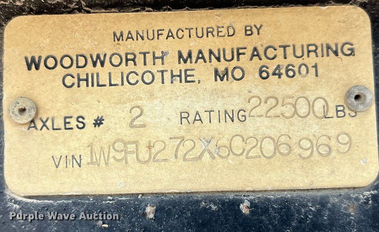 image for item LD9364 2006 Woodworth equipment trailer