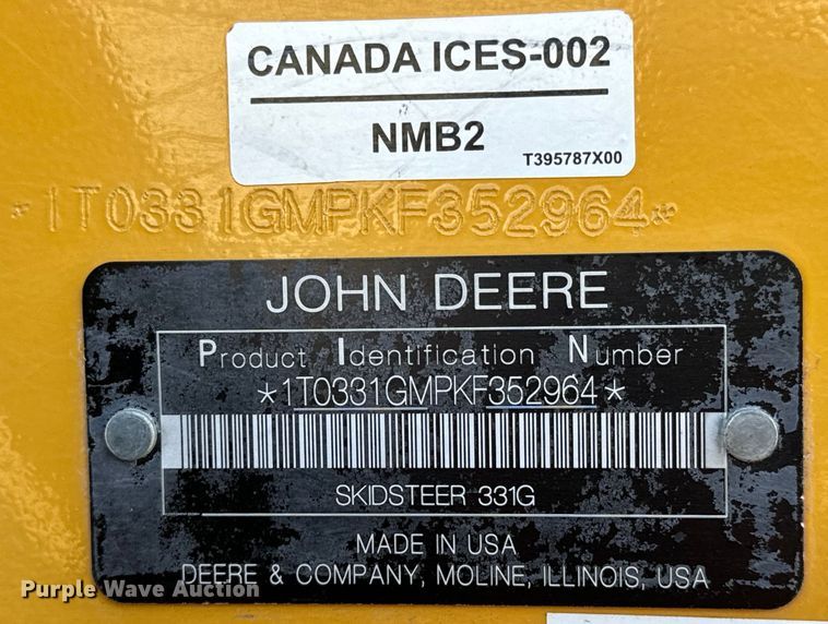 image for item NH9071 2019 John Deere 331G tracked skid steer loader