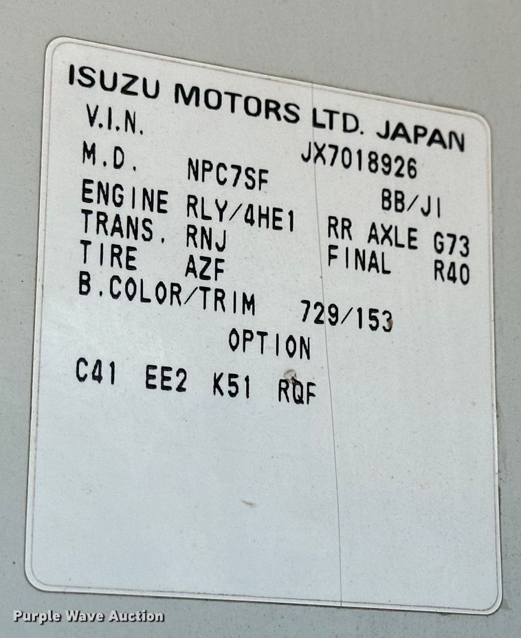 image for item NJ9494 1999 Isuzu NPR flatbed truck