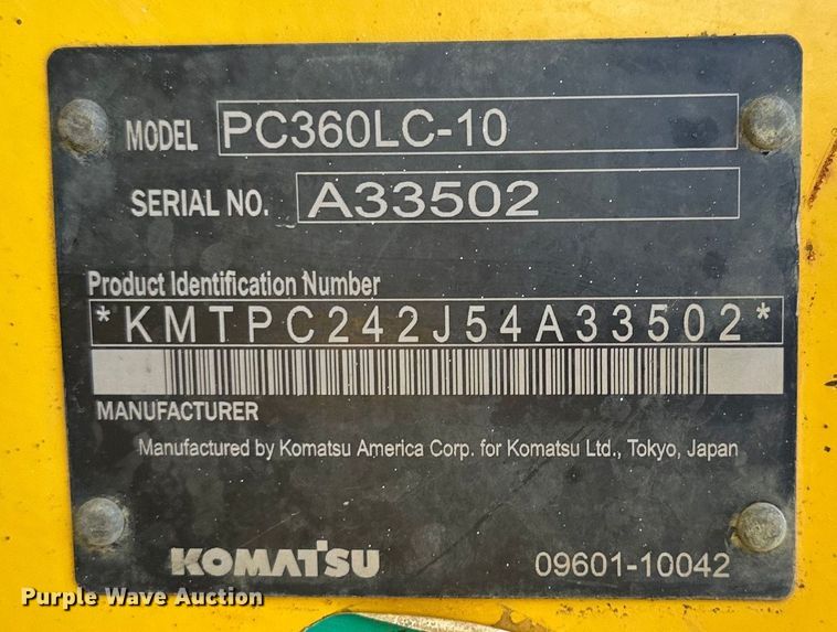 image for item NL9321 2014 Komatsu PC360LC-10 excavator