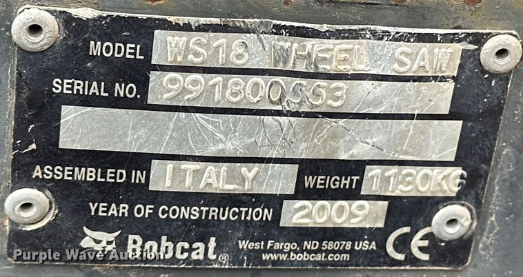 image for item OE9002 2009 Bobcat WS18 skid steer rock saw