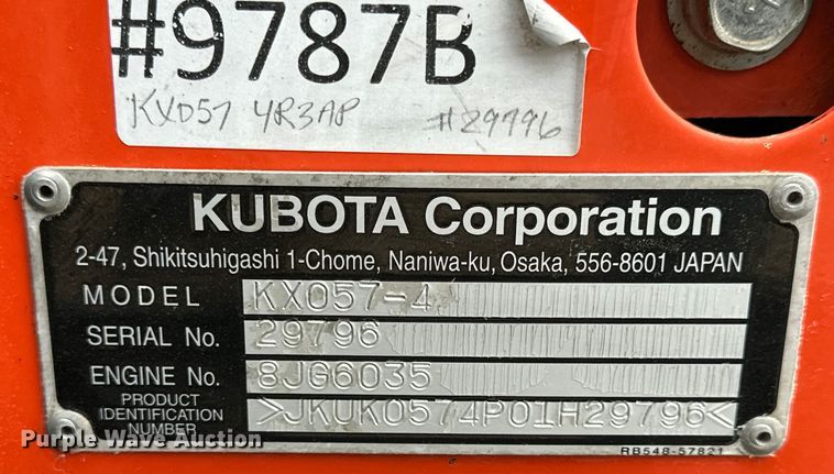 image for item OE9004 2018 Kubota KX057-4 mini excavator