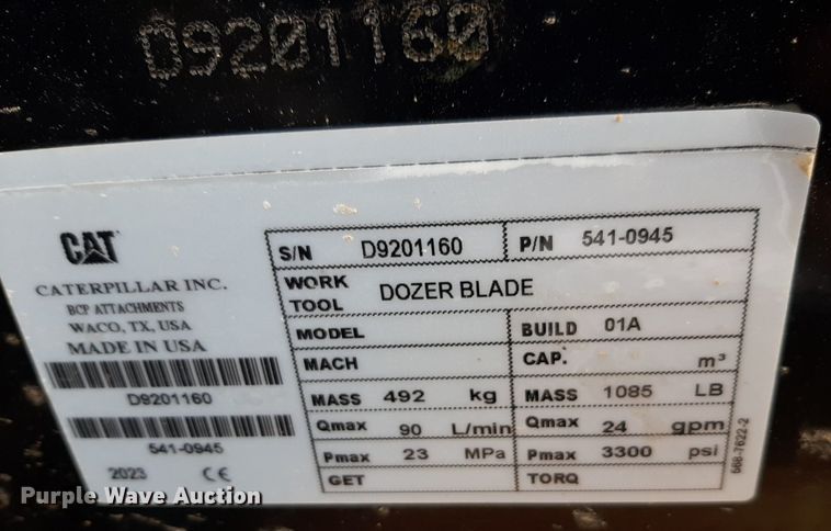 image for item OF9692 Caterpillar skid steer dozer blade