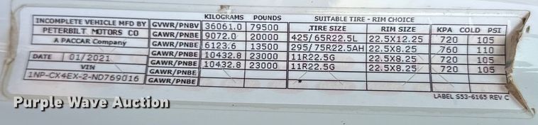 image for item OM9308 2022 Peterbilt  567 dump truck