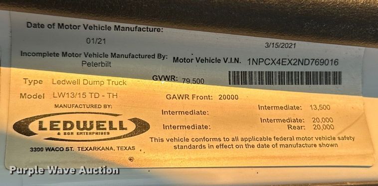 image for item OM9308 2022 Peterbilt  567 dump truck