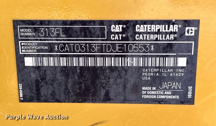 image for item OM9451 2019 Caterpillar  313FL excavator