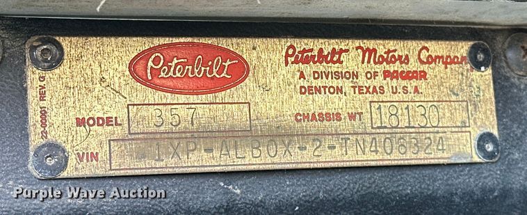 image for item OM9996 1996 Peterbilt  357 dump truck