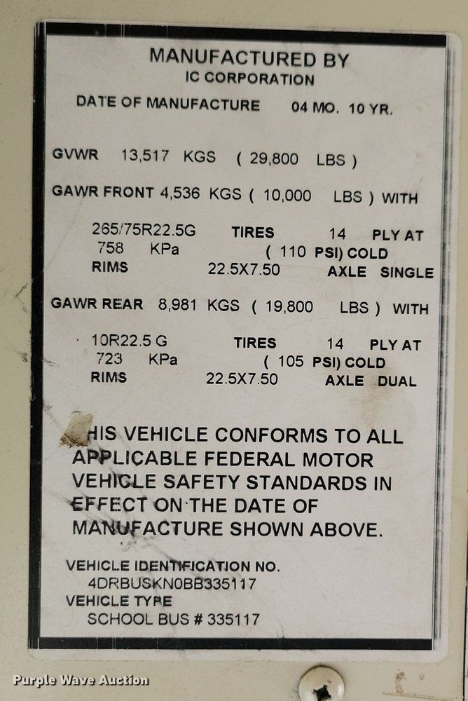 image for item DG0583 2011 IC Corp school bus