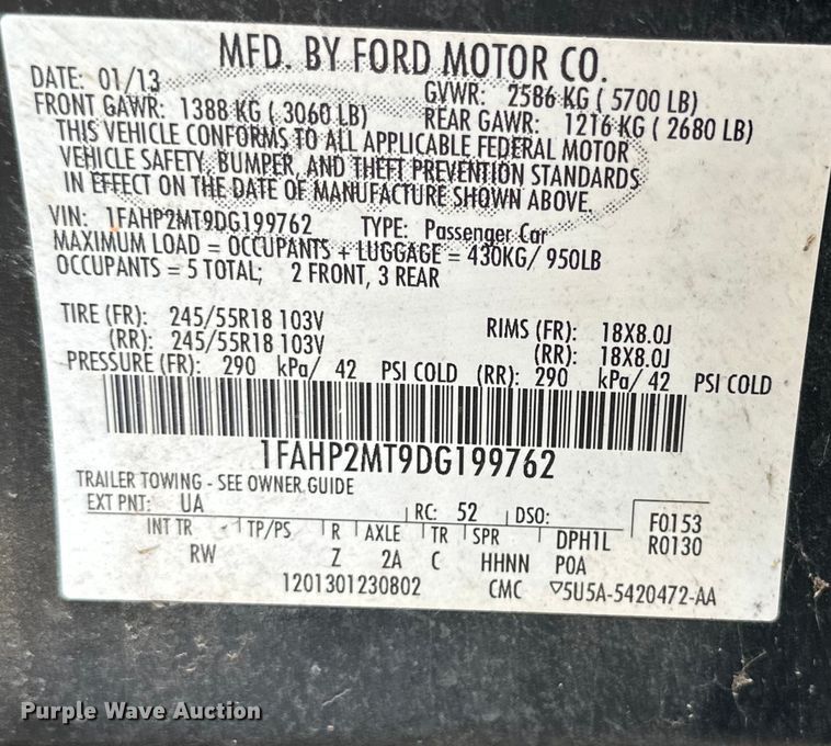 image for item DG4318 2013 Ford Taurus Police Interceptor 