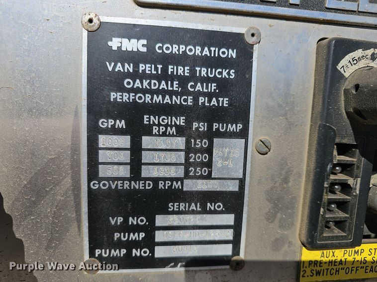 image for item DM1584 1985 Van Pelt Spartan fire truck