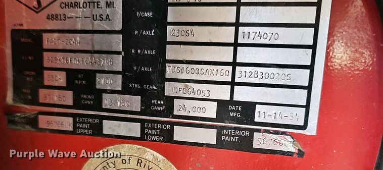 image for item DM1584 1985 Van Pelt Spartan fire truck