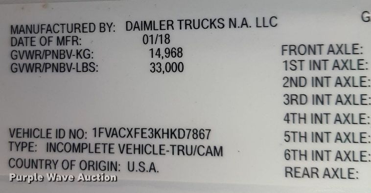 image for item DP2730 2019 Freightliner Business Class M2 106 refuse truck